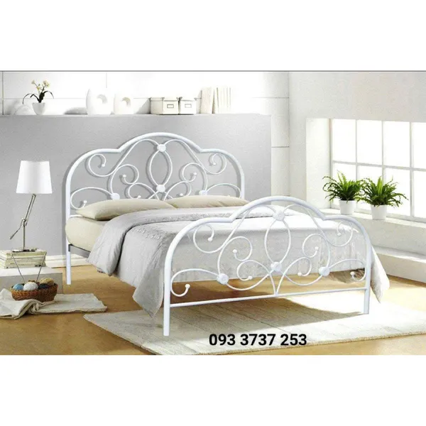 GIƯỜNG SẮT UỐN MÀU TRẮNG THANH LỊCH