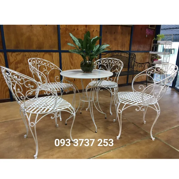 BÀN GHẾ SẮT RÈN PHONG CÁCH CỔ ĐIỂN PHÁP ĐẸP