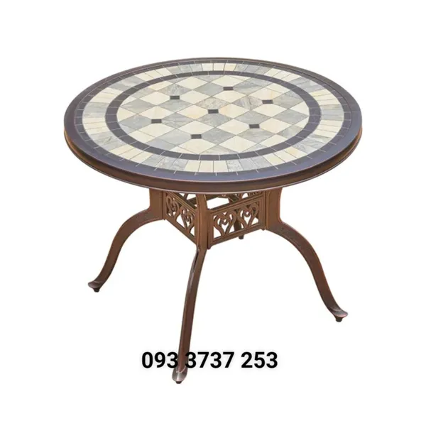 BÀN TRÒN MẶT GỐM HOA VĂN THANH LỊCH