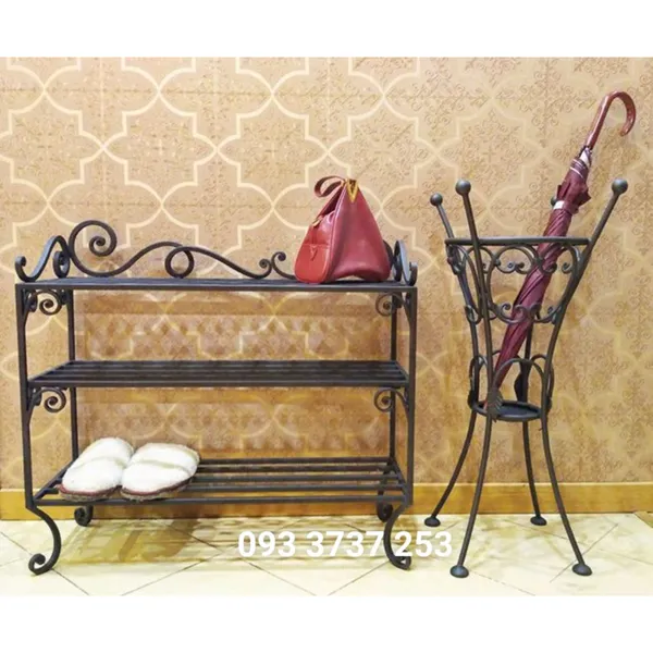 KỆ ĐỂ GIẦY, KÈM Ô ĐỂ DÙ SẮT MỸ THUẬT - VẬT DỤNG HỮU ÍCH