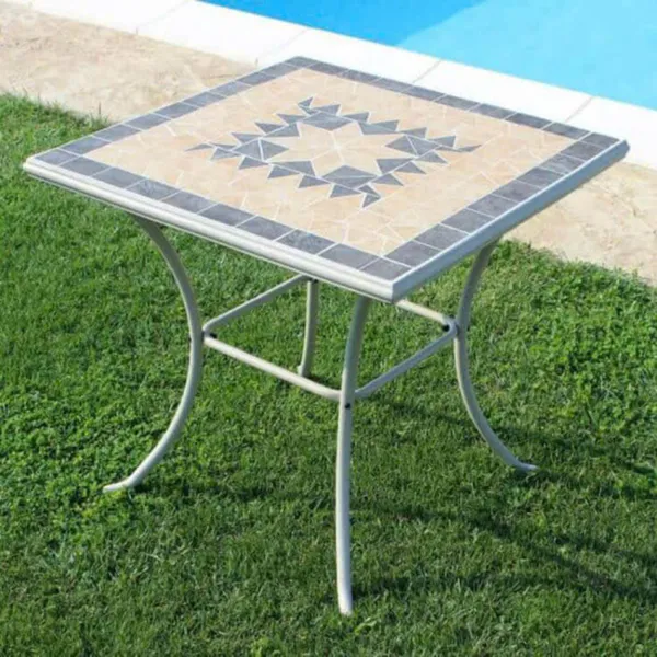 BÀN VUÔNG MOSAIC SẮT MỸ THUẬT ĐẸP