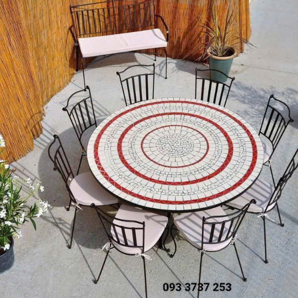 BÀN 8 GHẾ MOSAIC SANG TRỌNG PHÒNG ĂN