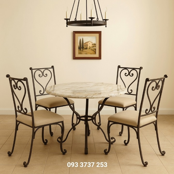 BỘ BÀN GHẾ SẮT MỸ THUẬT SANG TRỌNG CHO PHÒNG ĂN, QUÁN CAFE, VILLA