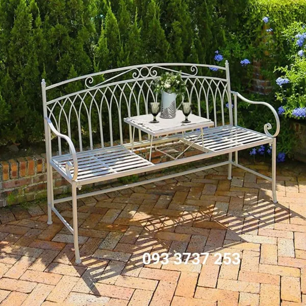 GHẾ BĂNG DÀI NGOÀI TRỜI BẰNG SẮT KÈM BÀN NHỎ