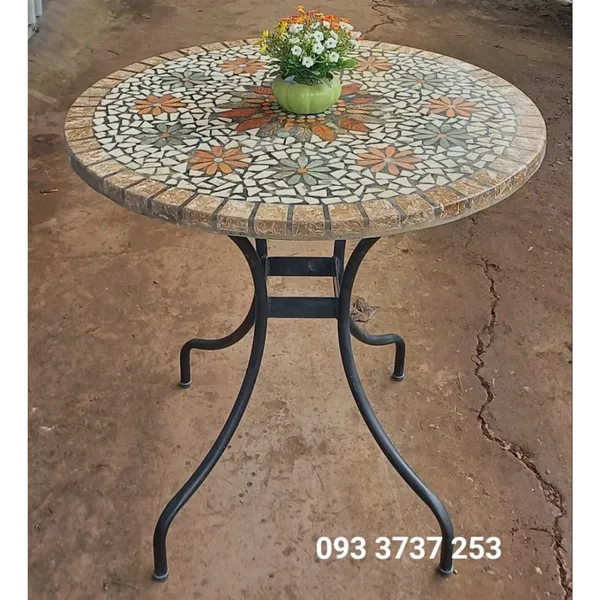 BÀN TRÒN MOSAIC HOA VĂN ĐẸP SẮC NÉT