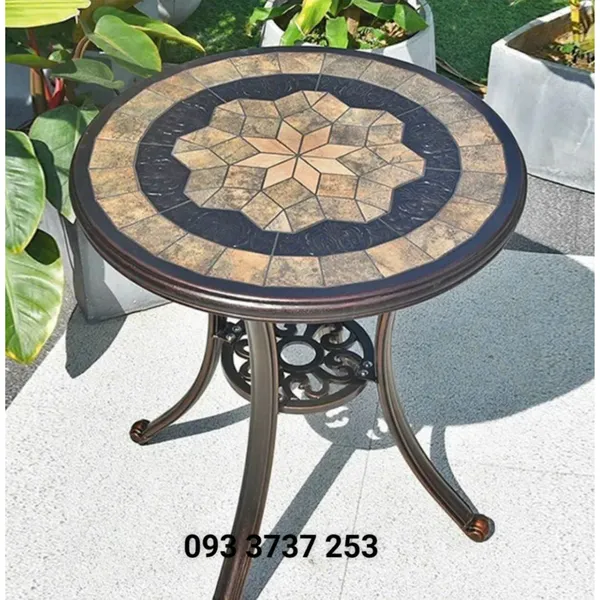 BÀN TRÒN NHÔM ĐÚC MẶT GỐM