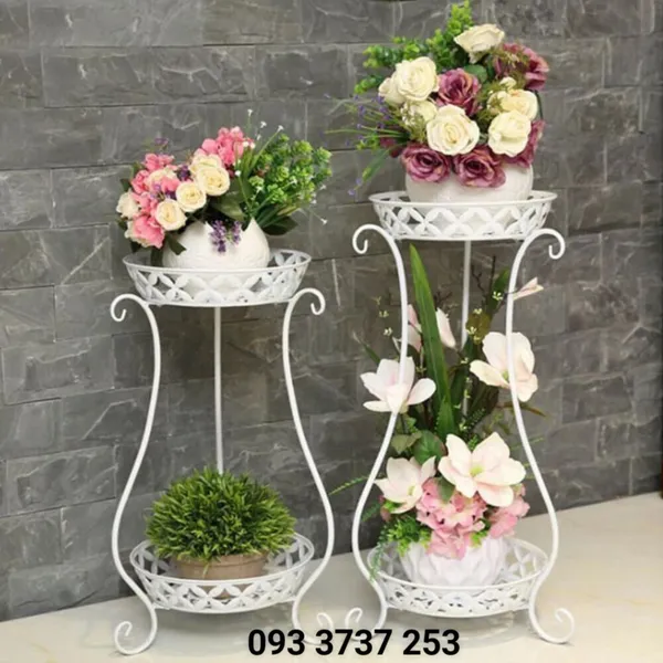 KỆ HOA 2 TẦNG PHONG CÁCH CHÂU ÂU