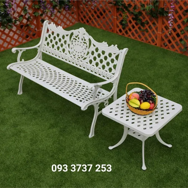 BỘ BÀN GHẾ BĂNG DÀI NHÔM ĐÚC NGOÀI TRỜI ĐẸP