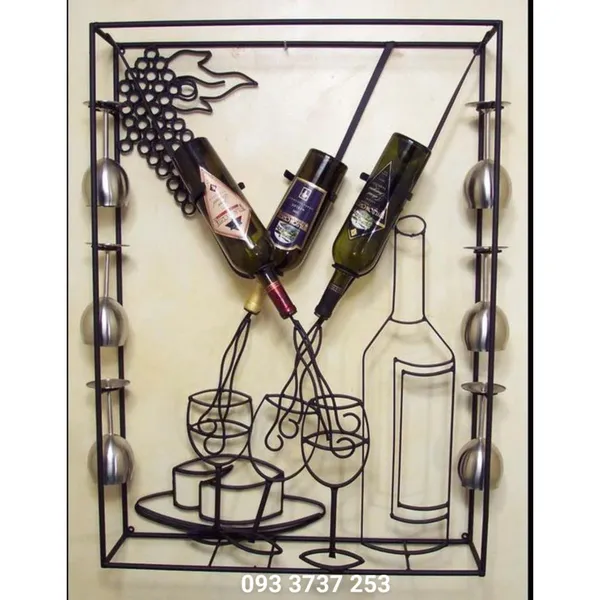 KỆ RƯỢU ỐP TƯỜNG SẮT MỸ THUẬT
