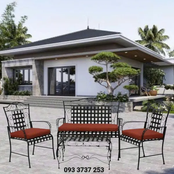 BÀN GHẾ SÂN VƯỜN SẮT UỐN DUYÊN DÁNG