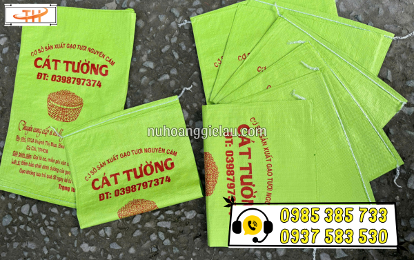 Bao tải PP dệt đựng gạo in logo Bao tải PP dệt đựng gạo in logo