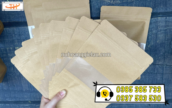 Túi zip kraft cửa sổ trong suốt Túi zip kraft cửa sổ trong suốt