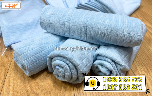 Khăn lau cotton màu xanh bề mặt siêu mịn Khăn lau cotton màu xanh bề mặt siêu mịn
