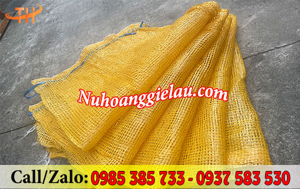 Bao tải lưới đựng nông sản màu vàng Bao tải lưới đựng nông sản màu vàng
