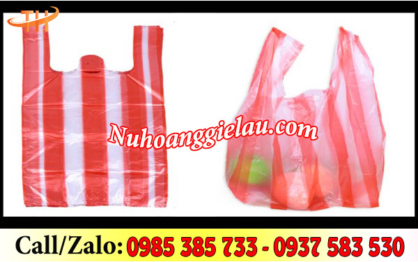 Túi xốp 2 quai sọc màu đựng hàng tiện lợi Túi xốp 2 quai sọc màu đựng hàng tiện lợi