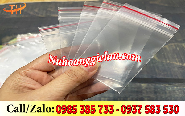 Túi zip chỉ đỏ dày dặn trong suốt Túi zip chỉ đỏ dày dặn trong suốt