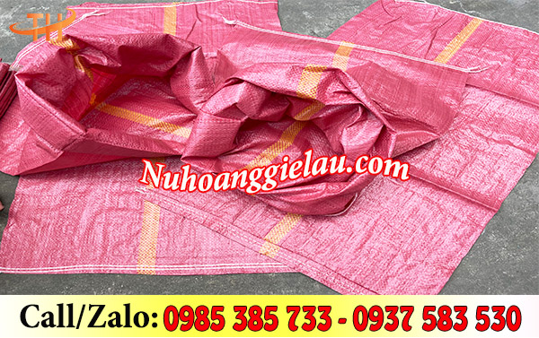 Bao tải đóng hàng màu đỏ phối sọc Bao tải đóng hàng màu đỏ phối sọc