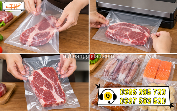 Túi hút chân không hai mặt trơn bảo quản thực phẩm an toàn Túi hút chân không hai mặt trơn bảo quản thực phẩm an toàn