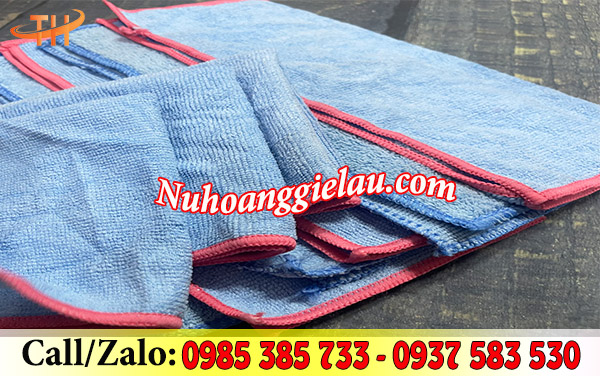Khăn lau microfiber viền màu Khăn lau microfiber viền màu