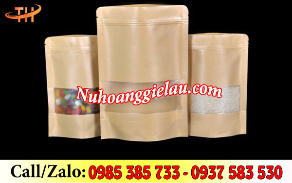 Túi zip giấy kraft có cửa sổ tràn viền Túi zip giấy kraft có cửa sổ tràn viền