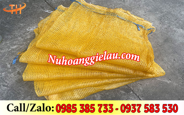 Bao lưới đựng nông sản màu vàng Bao lưới đựng nông sản màu vàng