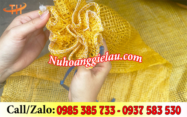 Bao tải lưới có sẵn dây nilon rút tiện lợi Bao tải lưới có sẵn dây nilon rút tiện lợi