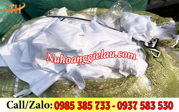 Giẻ lau trắng nhỏ đóng bao 50kg Giẻ lau trắng nhỏ đóng bao 50kg