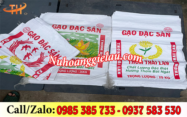 Bao tải in logo tráng nhựa đựng gạo Bao tải in logo tráng nhựa đựng gạo