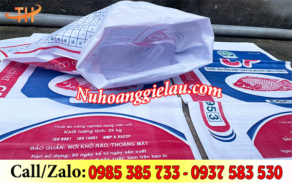 Bao tải in logo tráng nhựa đựng thức ăn cá Bao tải in logo tráng nhựa đựng thức ăn cá