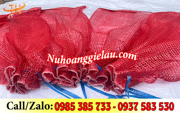 Bao tải lưới có thiết kế dây rút miệng tiện lợi Bao tải lưới có thiết kế dây rút miệng tiện lợi