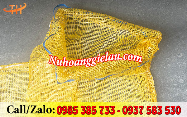 Bao tải lưới vàng có dây rút Bao tải lưới vàng có dây rút