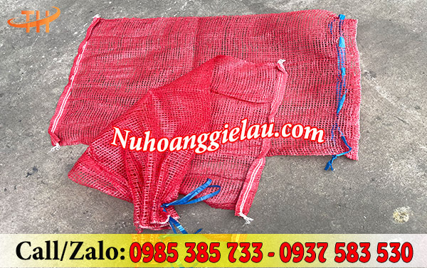 Bao tải lưới đựng nông sản màu đỏ Bao tải lưới đựng nông sản màu đỏ
