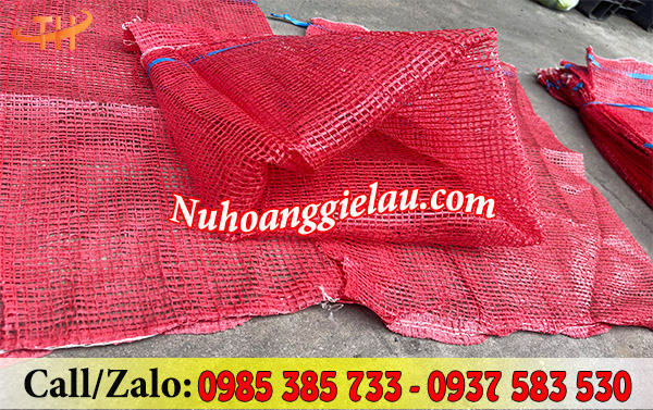 Bao lưới đựng nông sản màu đỏ Bao lưới đựng nông sản màu đỏ