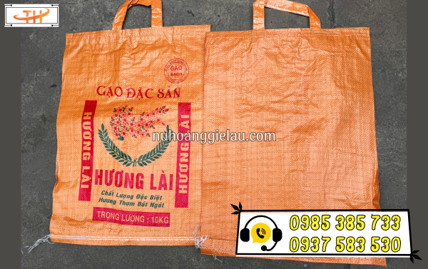 Bao gạo dệt PP có quai xách tiện lợi in sẵn Bao gạo dệt PP có quai xách tiện lợi in sẵn
