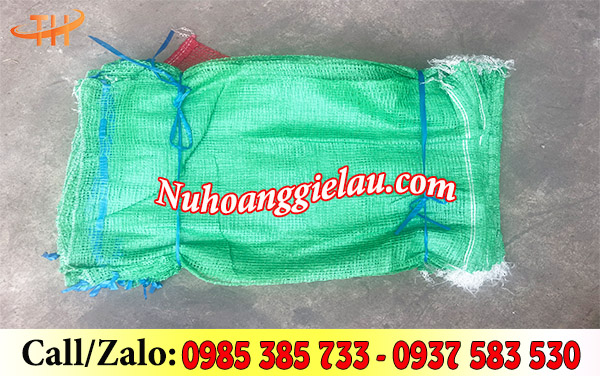 Bao lưới đựng hành tỏi màu xanh lá Bao lưới đựng hành tỏi màu xanh lá