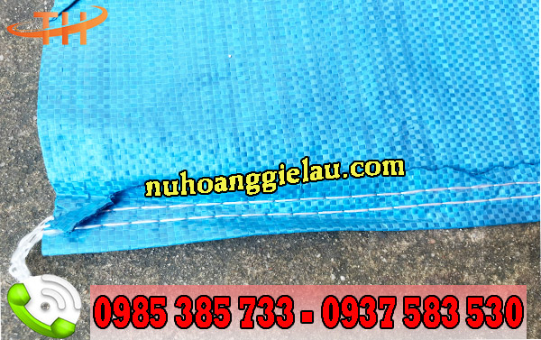 Bao tải xanh 50x60cm phần đáy được may gập chắc chắn Bao tải xanh 50x60cm phần đáy được may gập chắc chắn