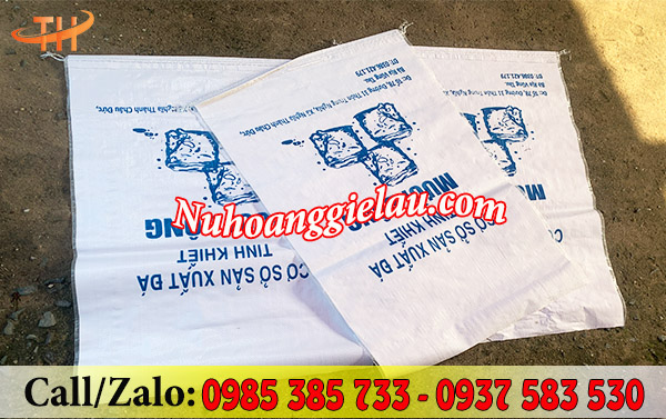 Bao tải đựng nước đá in logo đẹp Bao tải đựng nước đá in logo đẹp