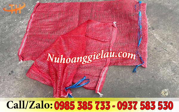 Bao tải lưới đựng nông sản màu đỏ Bao tải lưới đựng nông sản màu đỏ