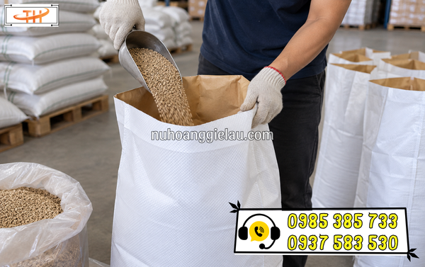 Bao PP dệt ghép giấy Kraft đựng đóng gói nông sản khô Bao PP dệt ghép giấy Kraft đựng đóng gói nông sản khô