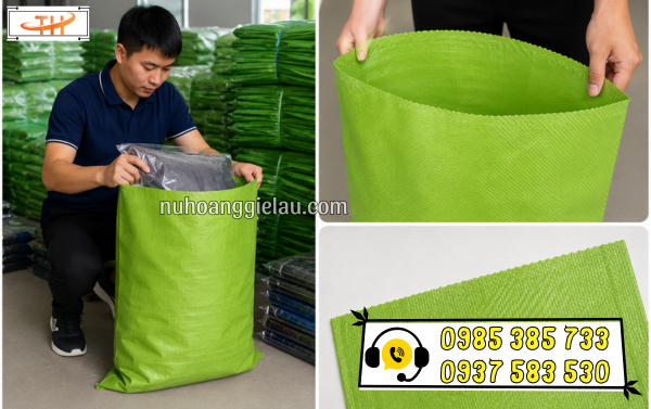 Bao tải dứa màu xanh lá đóng hàng tiện lợi Bao tải dứa màu xanh lá đóng hàng tiện lợi