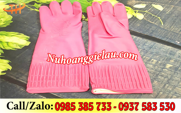 Găng tay cao su Nam Long màu hồng Găng tay cao su Nam Long màu hồng
