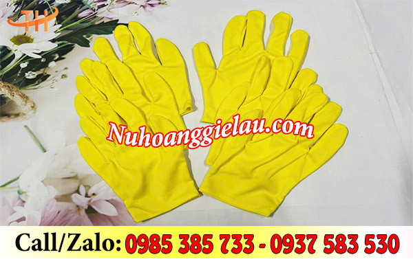 Găng tay vải thun T9 màu vàng Găng tay vải thun T9 màu vàng