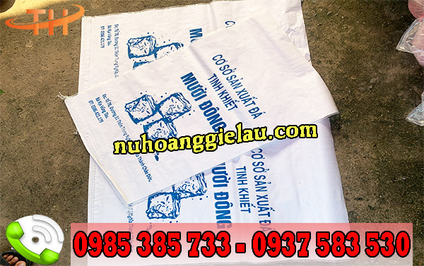 Bao tải in logo màu trắng Bao tải in logo màu trắng