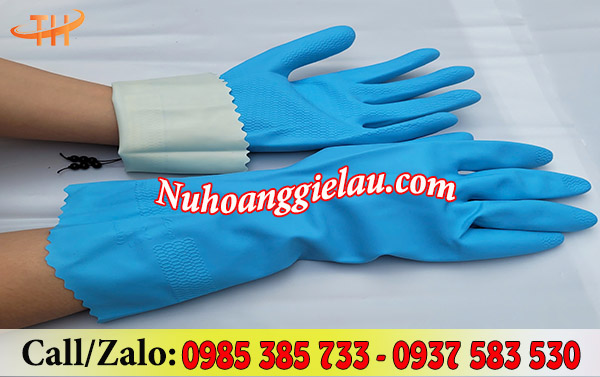 Găng tay cao su Nam Long màu xanh Găng tay cao su Nam Long màu xanh