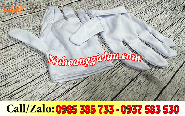 Găng tay thun trắng bề mặt mềm mịn Găng tay thun trắng bề mặt mềm mịn