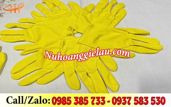 Găng tay vải thun T9 màu vàng sẵn số lượng giá rẻ Găng tay vải thun T9 màu vàng sẵn số lượng giá rẻ