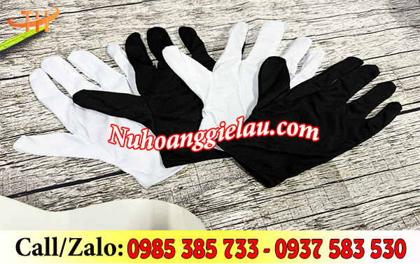 Găng tay vải T9 trắng đen Găng tay vải T9 trắng đen