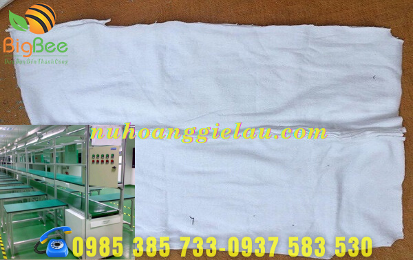 giẻ lau trắng cotton may nối 2 - 4 lớp dùng trong công nghiệp