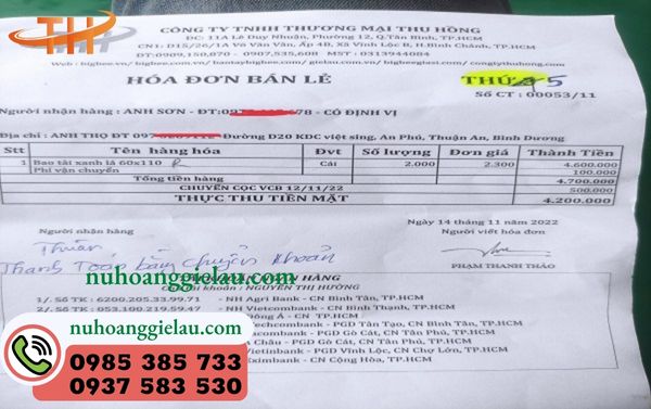 Hóa đơn bán hàng đi vào sáng nay tại Thu Hồng Hóa đơn bán hàng đi vào sáng nay tại Thu Hồng