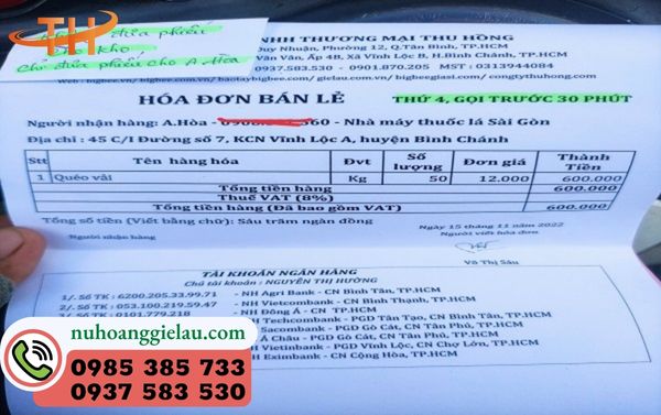 Hóa đơn bán hàng đi vào sáng nay tại Thu Hồng Hóa đơn bán hàng đi vào sáng nay tại Thu Hồng